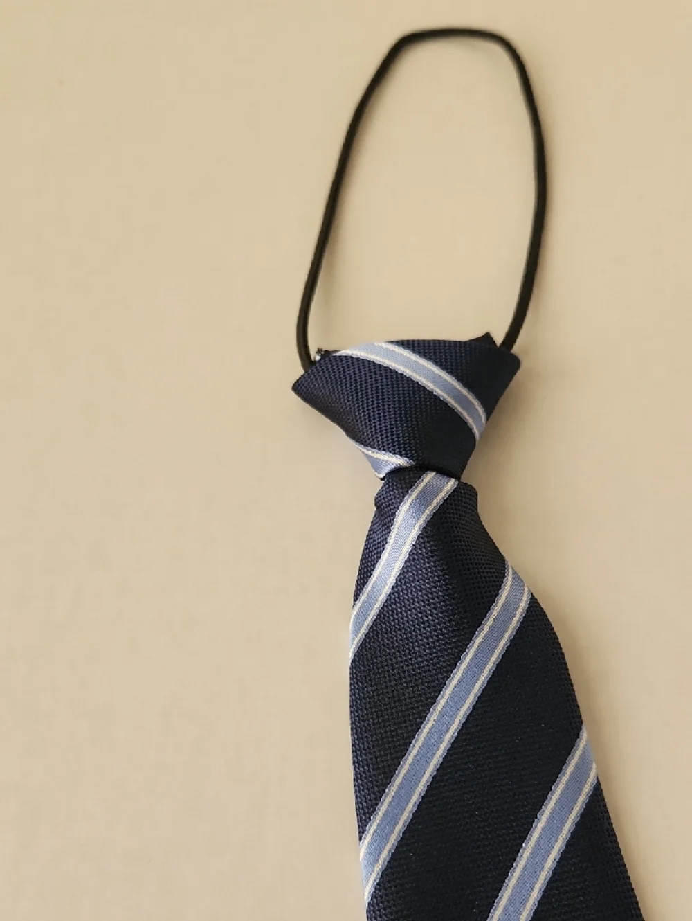 Navy Blue Striped Elastic Tie